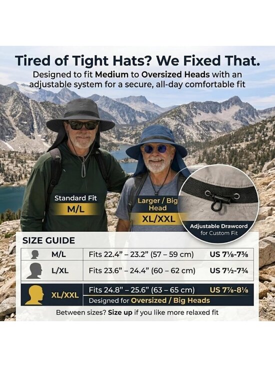 Cooling Sun Hat with Neck Flap, UPF 50+ Wide Brim UV Protection for Hot Days main image 4